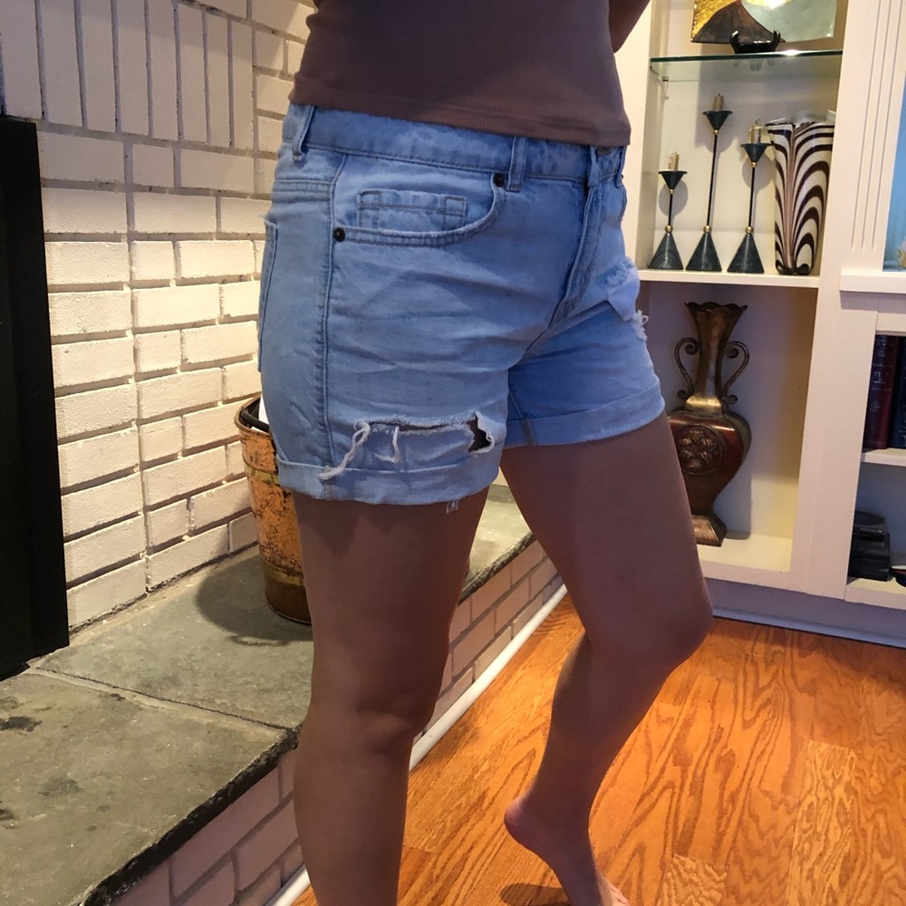 Ripped jean shorts